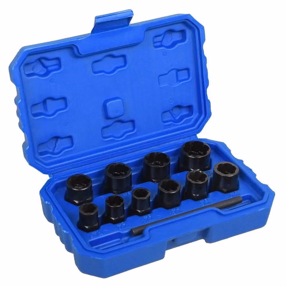 NESTLUNE 11-Piece Damaged and Worn Lug Nut Extractor Set, Black – 5