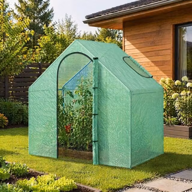 STILVORA Green Steel Walk-In Greenhouse with Zipped Door and Window, H 180 x W 168 x D 100 cm – 1