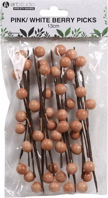 Art Studio Pink or White Floral Berry Picks in Plastic, 20 Pieces
