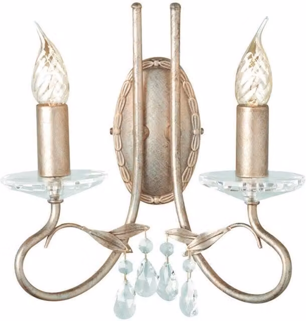Netlighting Christina 2 Light Indoor Candle Wall Light in Silver and Gold with E14 Bulbs