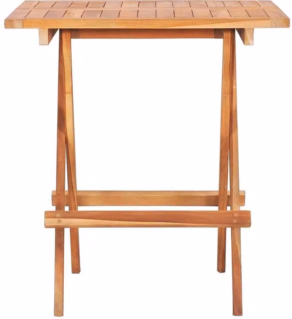 Berkfield Home Elegant Folding Bistro Table in Brown Solid Teak Wood, W/D/H: 60 x 60 x 65 cm – 1