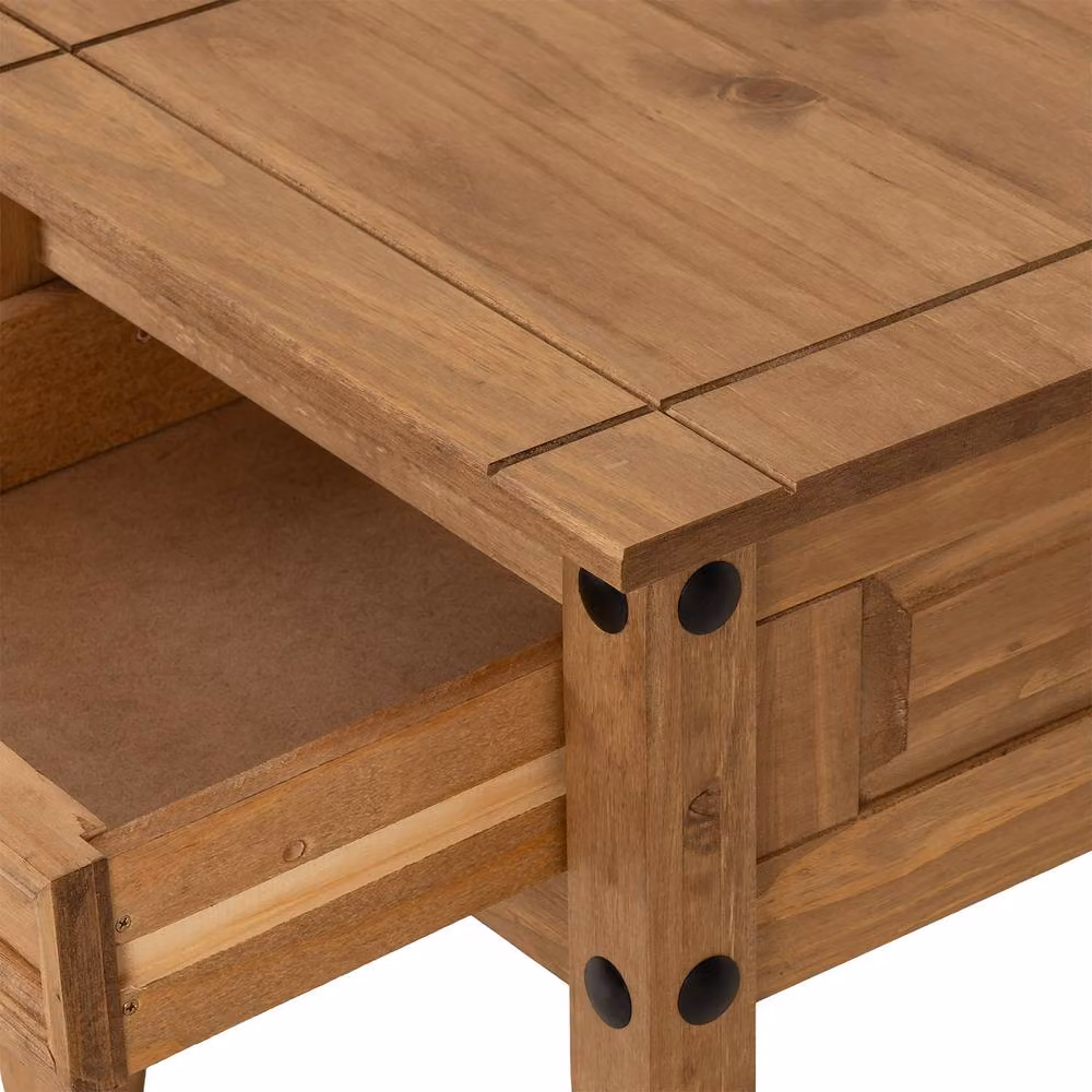 Seconique Corona Essentials 1 Drawer Lamp Table in Natural Waxed Pine – 3