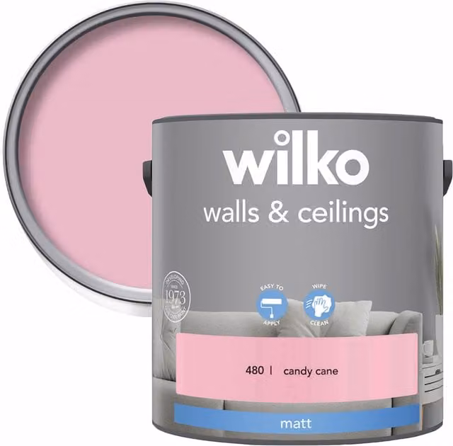 wilko Walls and Ceilings Matt Emulsion Paint Candy Cane 2.5 l