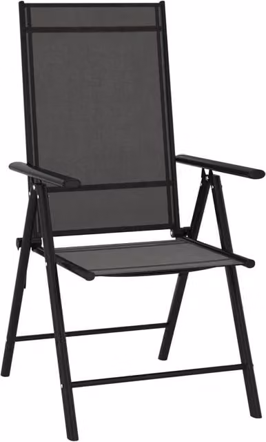 Berkfield Home Set of 6 Folding Garden Chairs in Black Textilene and Aluminium – 1