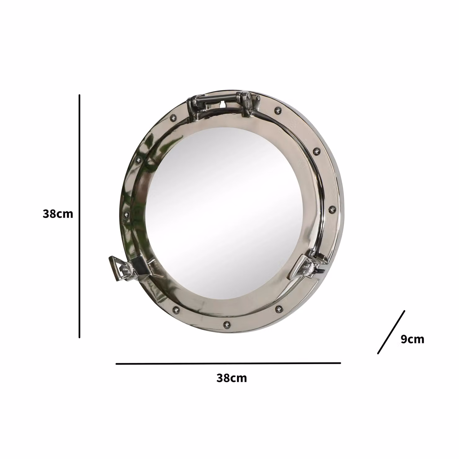 Melody Maison Nautical Porthole Wall Mounted Mirror in Silver, W: 38 cm, H: 38 cm – 2