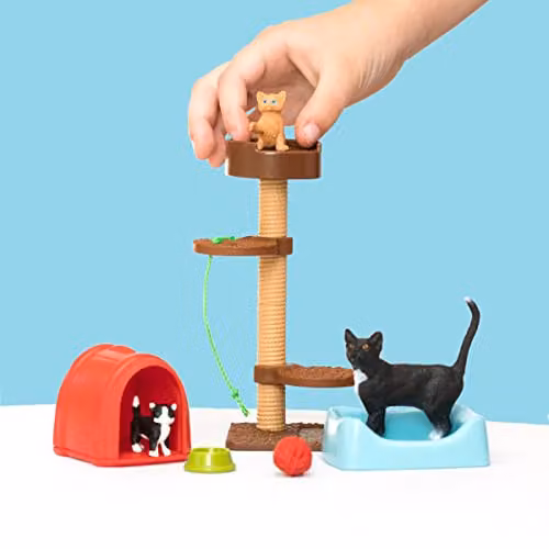 Schleich Farm Playtime Cat Animal Toy Set in Multicolour – 3