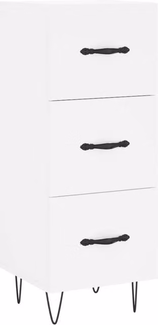 Berkfield Home Modern White Sideboard in Matt Engineered Wood W/D/H: 34.5 x 34.0 x 90.0 cm