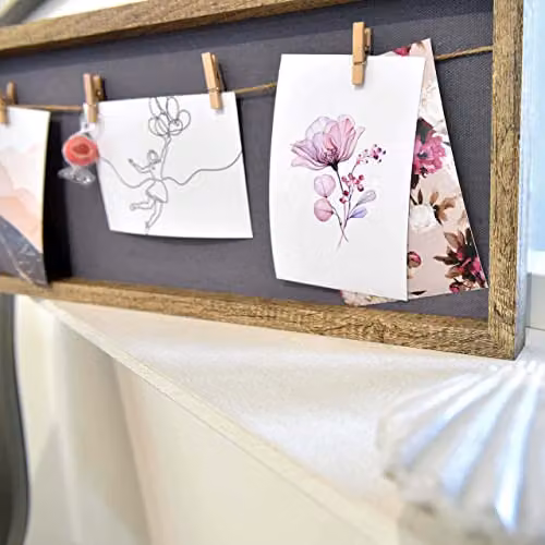 Nielsen Design Rustic Wooden Collage Photo Frame in Brown for 4 Pictures 9x13 cm with Clothesline Display and Clips – 5