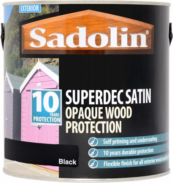 Sadolin Supderdec Opaque Water-Based Wood Protection, Black, 2.5 l