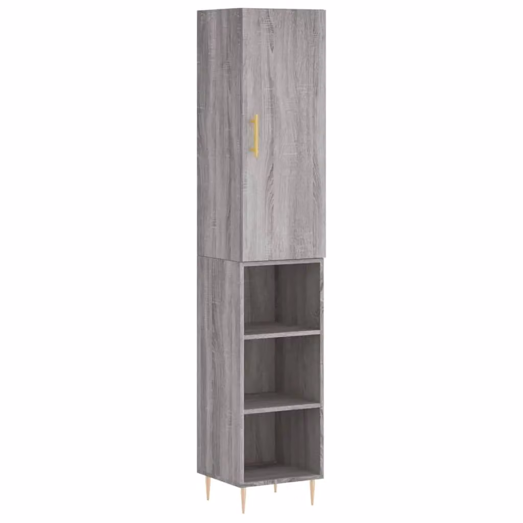 Berkfield Home Grey Sonoma Highboard in Engineered Wood, W/D/H: 34.5 x 34 x 180 cm – 2