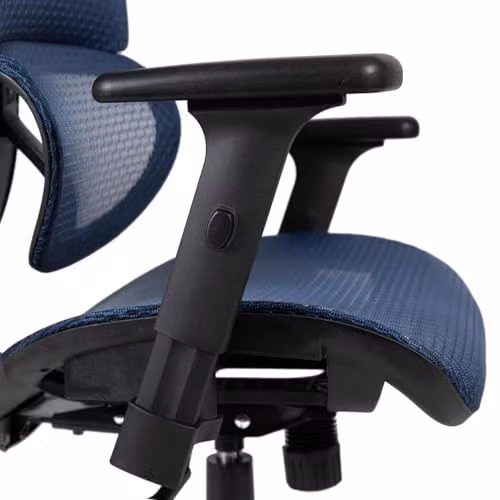 FWStyle Blue Ergonomic Modern Office Chair with Adjustable Headrest and Swivel Function – 4