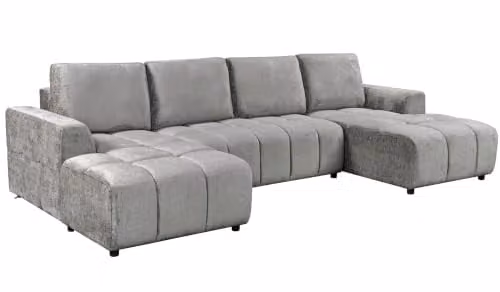 Beehive Furniture Sanya U-Shape Corner Sofa Bed, Grey Fabric 5-Seater with Solid Wood Frame and Lift-Up Seat, W/D/H: 340 x 240 x 93 cm