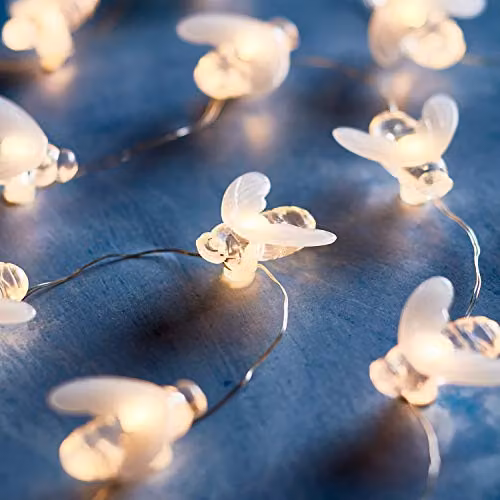 Lights4fun Honey Bumble Bee Battery String Fairy Lights with 20 Warm White Micro LEDs, Silver Wire, 2m Length – 4