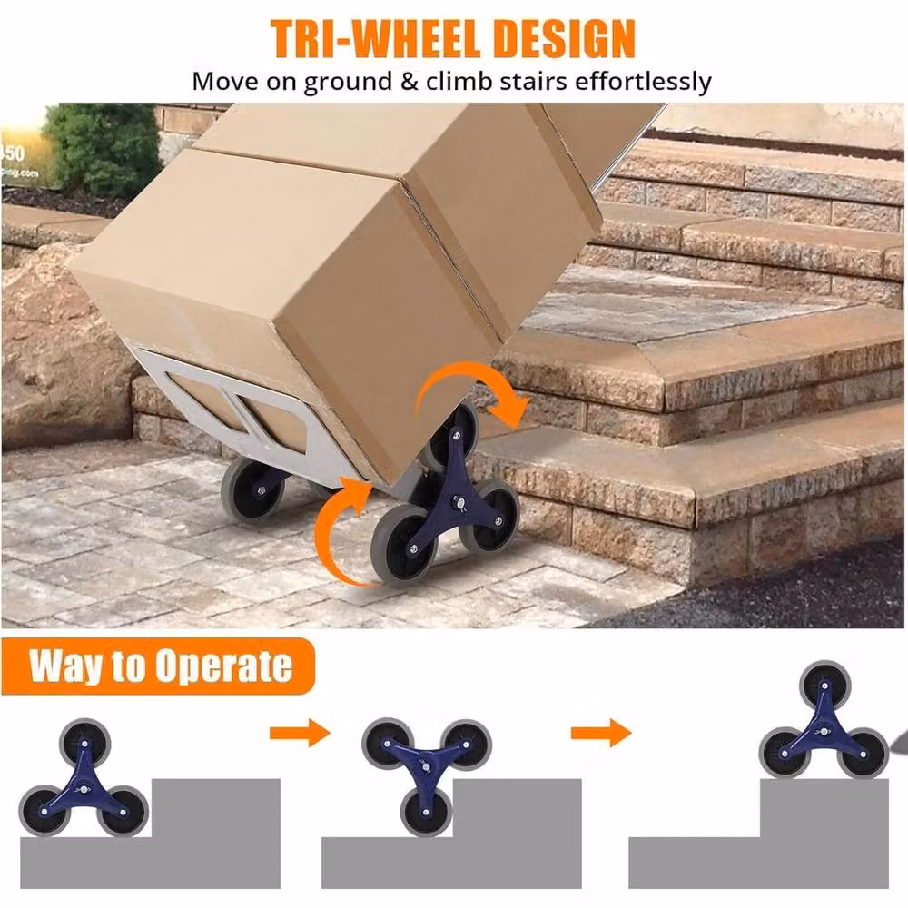 VOGREX 2 in 1 Stair Climbing Hand Truck with 200kg Capacity in Silver – 3