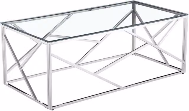 Native Home & Lifestyle Geometric Silver Glass Coffee Table – 1