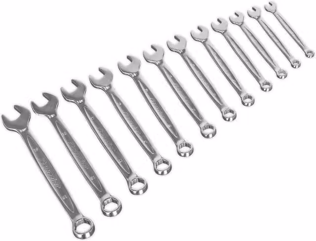 Loops 12pc Offset Angled Combination Spanner Set in Silver and Multicolour Chrome Vanadium – 1