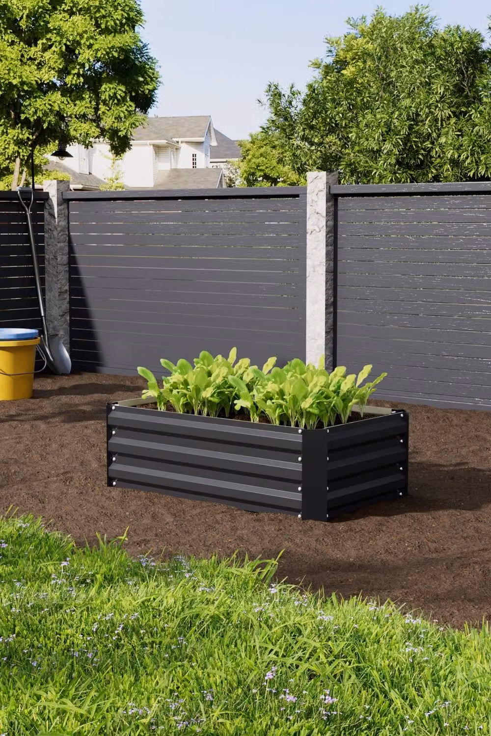 Garden Sanctuary Black Galvanised Steel Raised Garden Bed W/D/H: 60 x 60 x 30 cm – 3