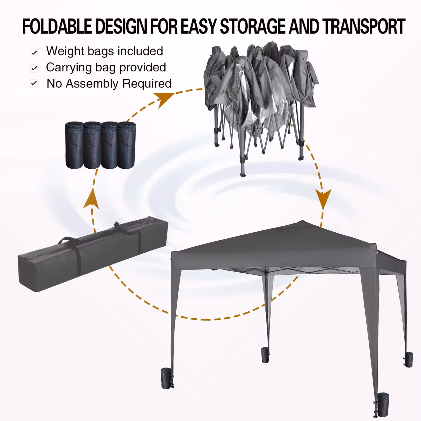 MCC Direct Pop Up Garden Party Tent Gazebo Marquee Canopy in Grey/Silver, W: 300 cm, D: 300 cm, H: 255.5 cm – 2