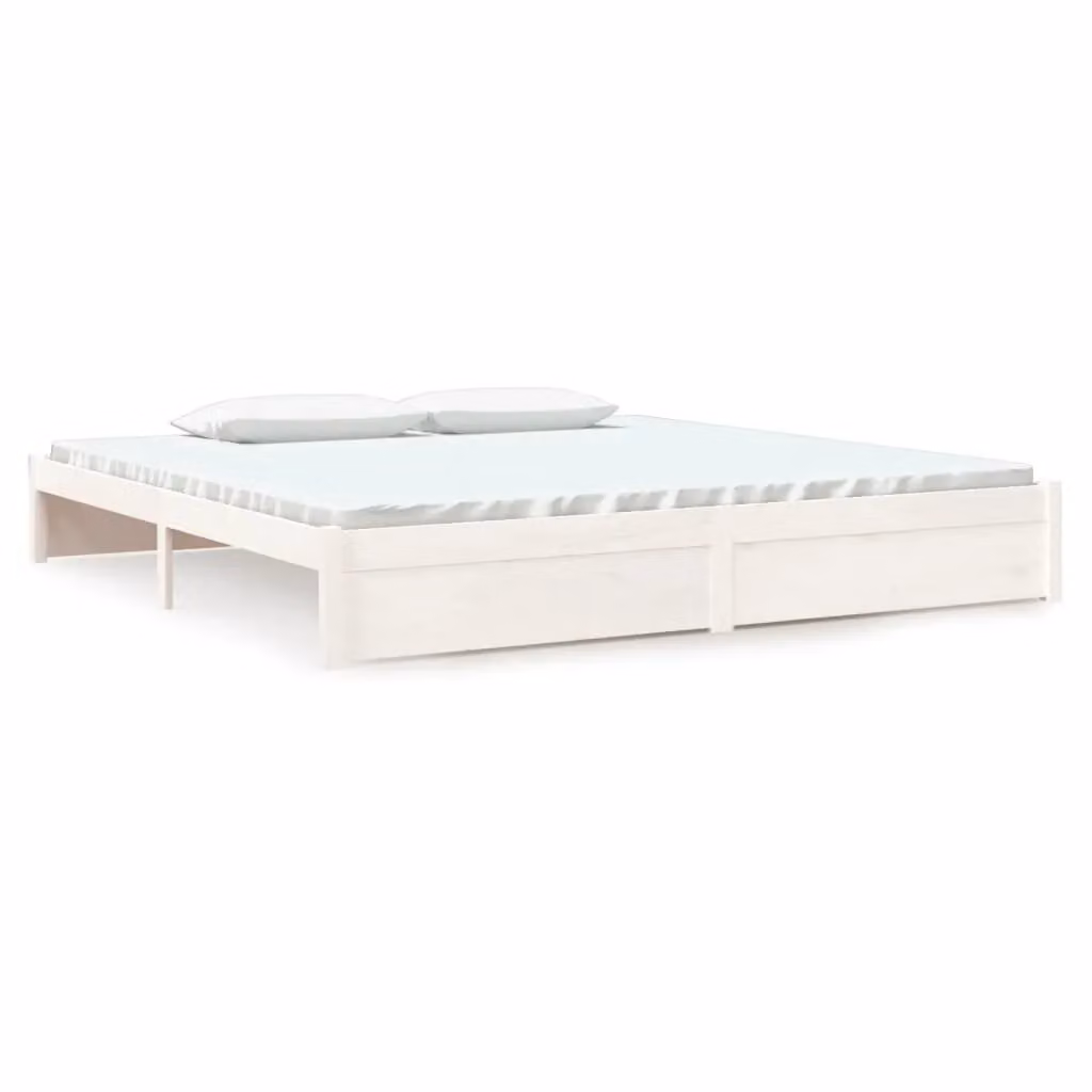 Berkfield Home White Solid Pine Wood Bed Frame 200 x 200 cm – 2