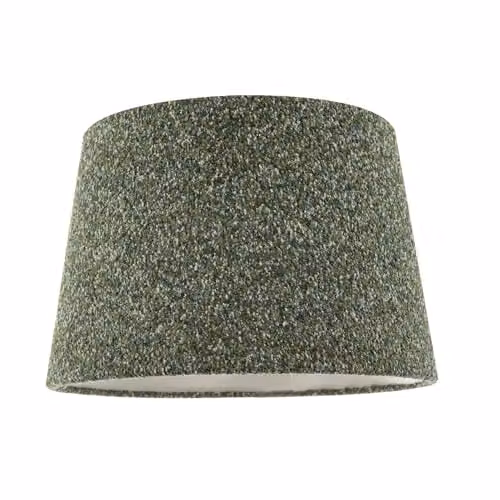 Happy Homewares Forest and Sage Green Textured Wool Fabric Cylinder Lamp Shade with Cream Inner Lining
