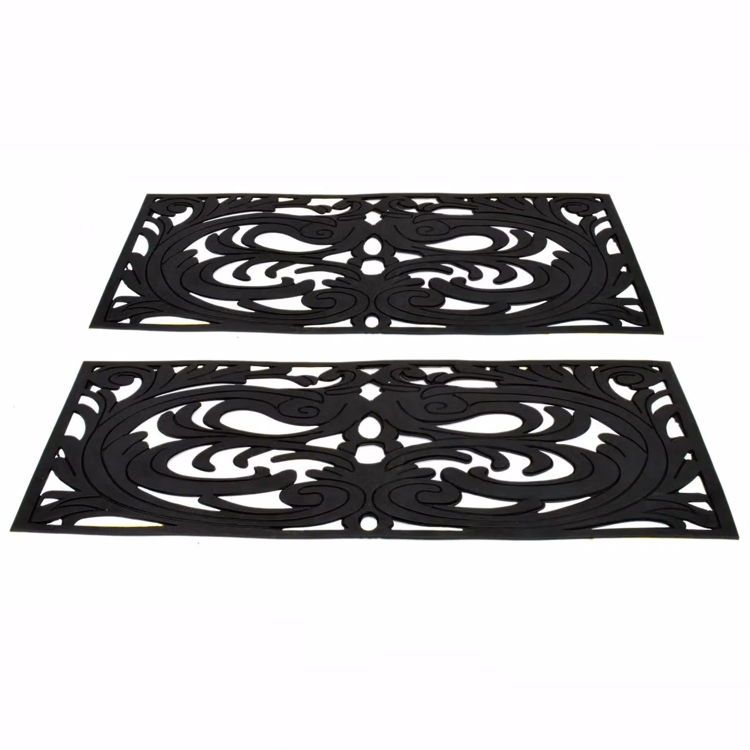 mysmartbuy Set of 2 Decorative Rubber Step Mats, Wrought Iron Effect, Black, W: 75 cm, D: 25 cm – 3