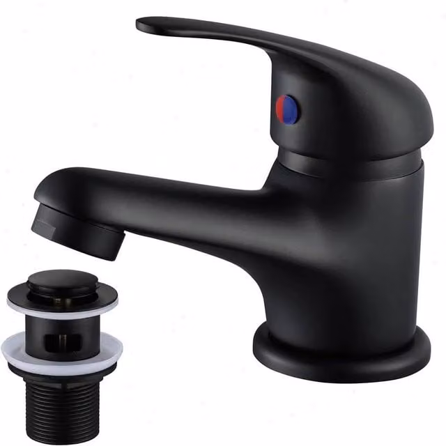 Kelvenix Matt Black Waterfall Basin Mixer Tap Single Lever Brass Bathroom Sink Tap
