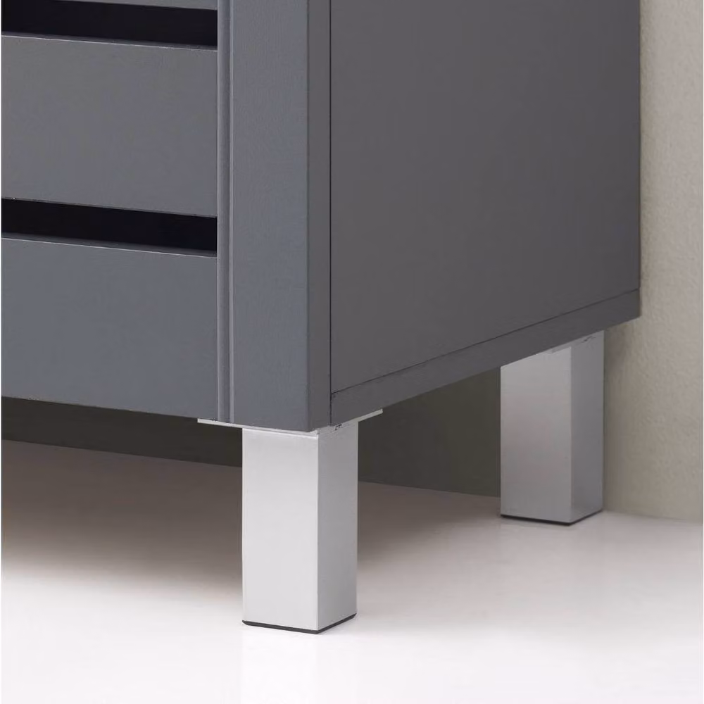Timber Art Design 4 Tier Shoe Storage Cabinet with 2 Hinged Doors in Grey – 3