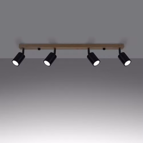 Sollux Verdo Modern Ceiling Spotlight Bar in Black and Wood with 4 x GU10 – 3
