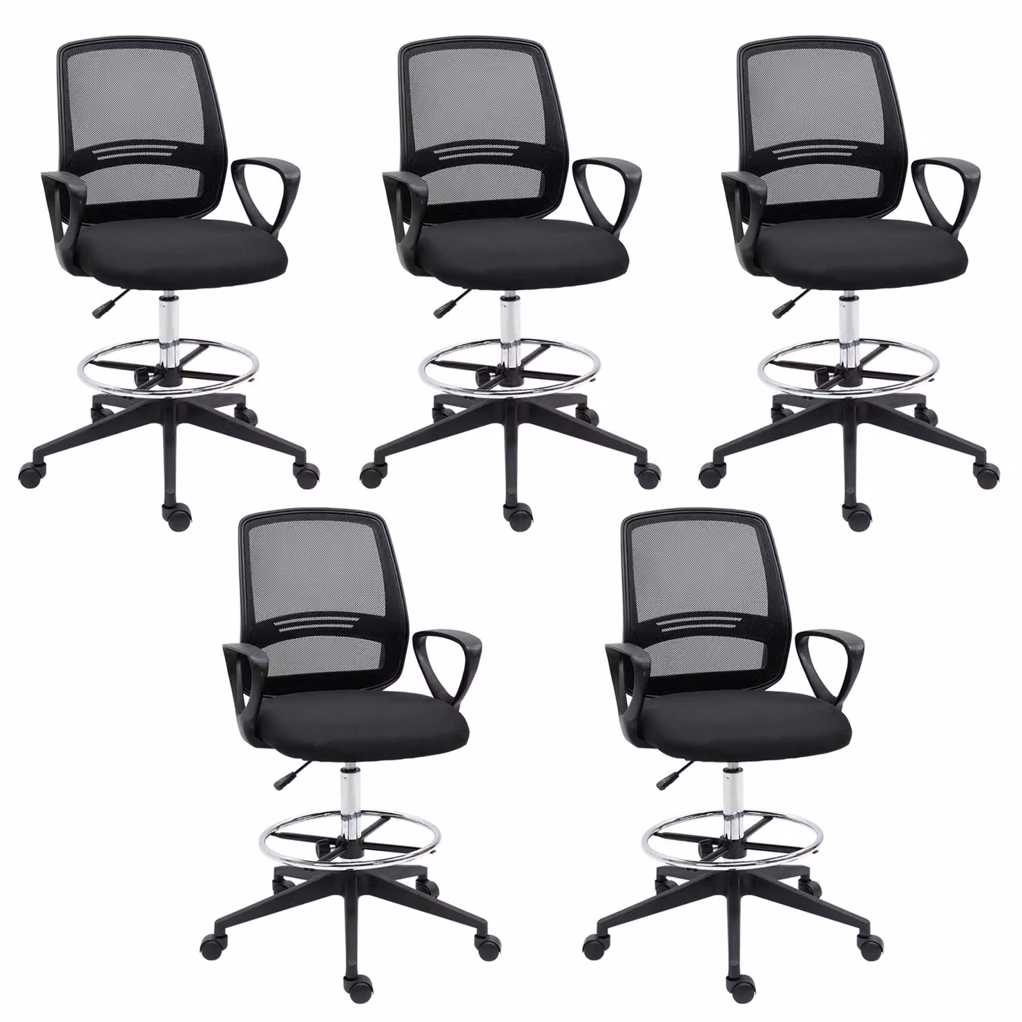 Vinsetto Ergonomic Mesh Back Drafting Chair with Foot Ring and 360 Degree Swivel, Black – 2
