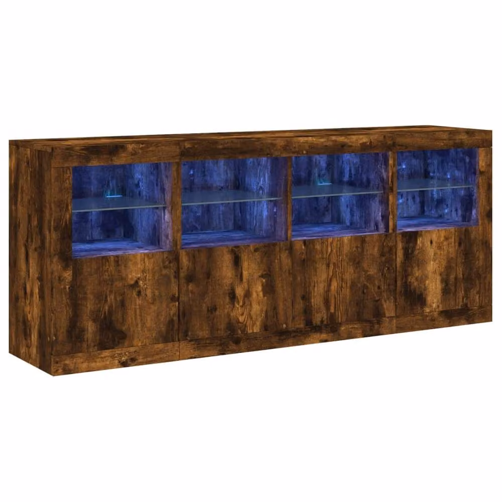 Berkfield Home Modern Sideboard with Integrated LED Lights in Smoked Oak Brown, W: 163 cm, D: 37 cm, H: 67 cm – 2