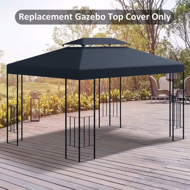 Outsunny Grey Polyester Patio Gazebo Tent Replacement Cover