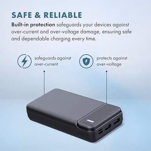 MiTEC MiPOWER 20,000 mAh Portable Power Bank with PD Fast Charge and Multiple USB Ports, Black – 5