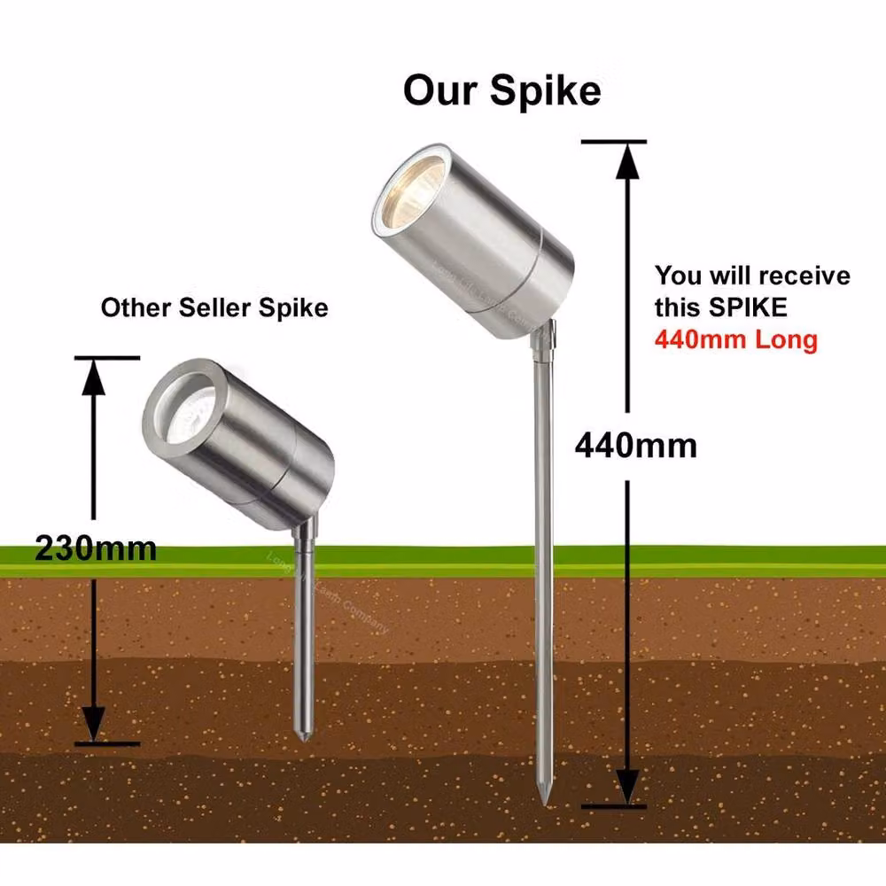 SPETLEK 12V Stainless Steel Adjustable Garden Ground Spike Light in Silver with Warm White LED – 2