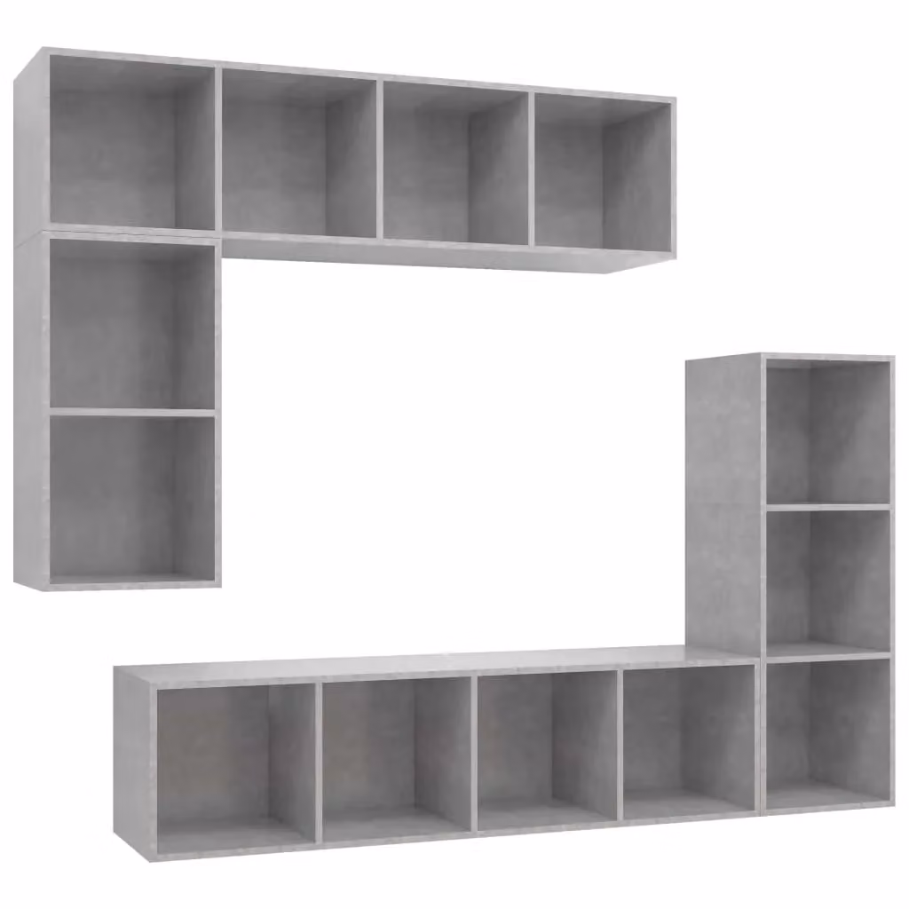 Berkfield Home 4 Piece Modern Wall Mounted TV Cabinet Set in Concrete Grey Matt MDF – 2