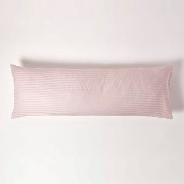 Homescapes Ultrasoft Egyptian Cotton Mako Satin Body Pillowcase, Pink, 400 TC