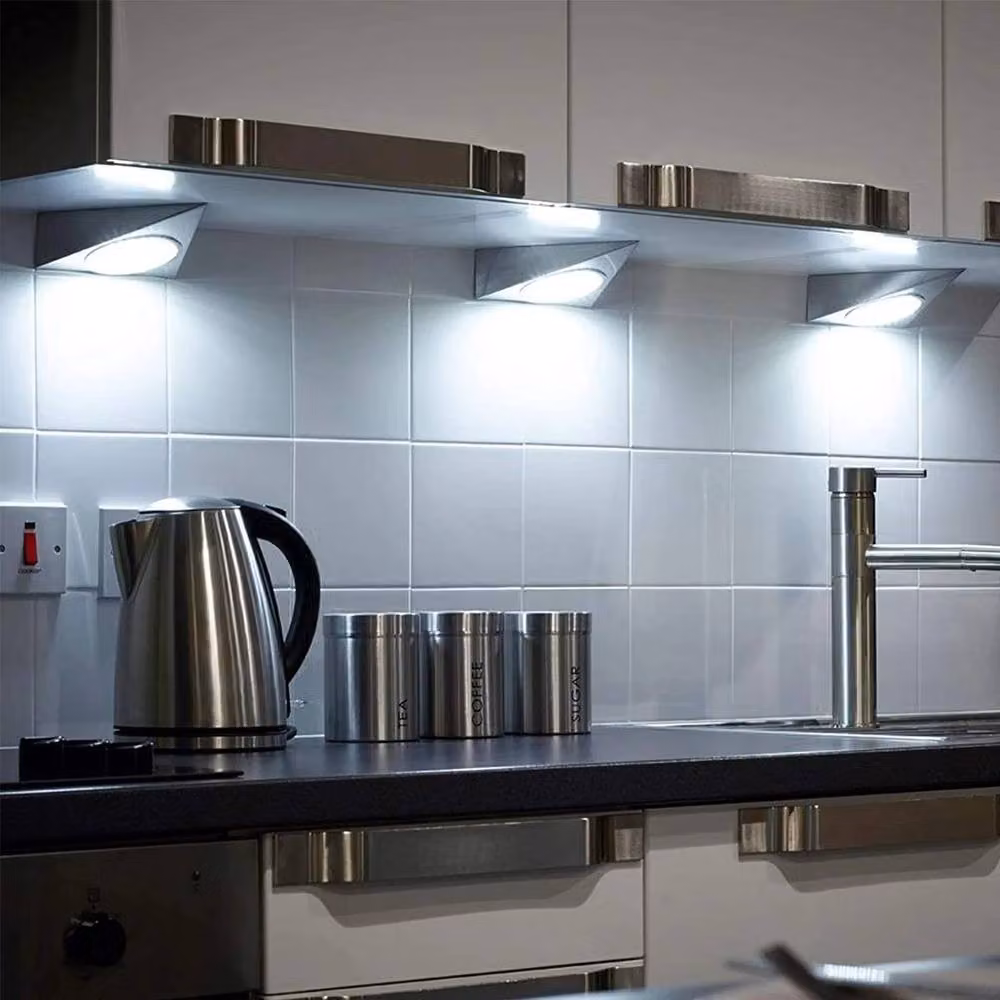 PAWNORA 2-Piece Set of Silver Triangle LED Under Cabinet Lights in Cool White – 3