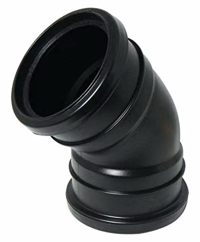 FloPlast Ring Seal Soil Bend Double Socket, 135 Degree, 110mm, Black