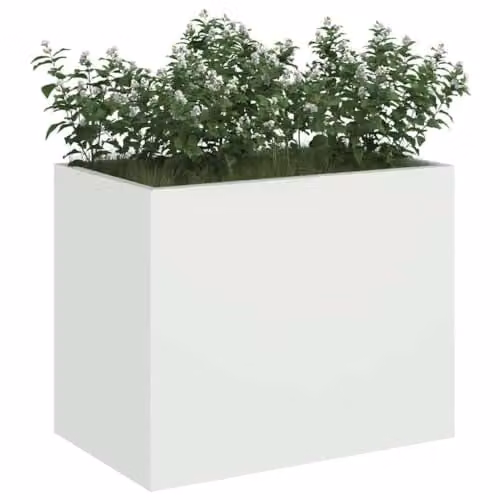 vidaXL White Steel Garden Planter Tub W/D/H: 50 x 32 x 40 cm