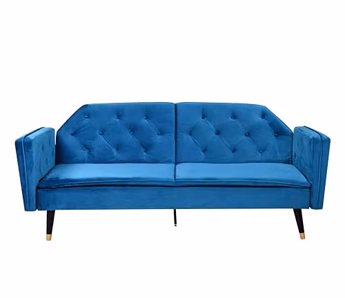 Comfy Living Blue Plush Velvet Tufted Click Clack Sofa Bed – 2