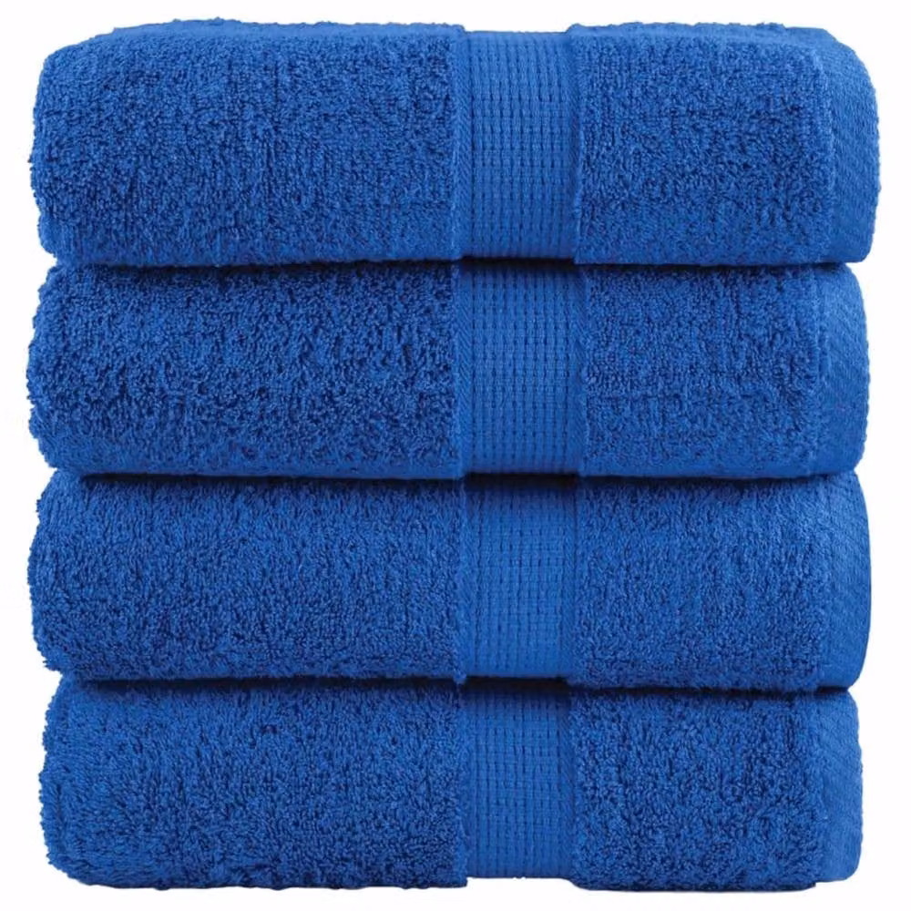 Berkfield Home SOLUND Premium Cotton Soap Towels, Blue, 4 Pack, W/D/H: 30 x 30 cm, 600gsm – 2