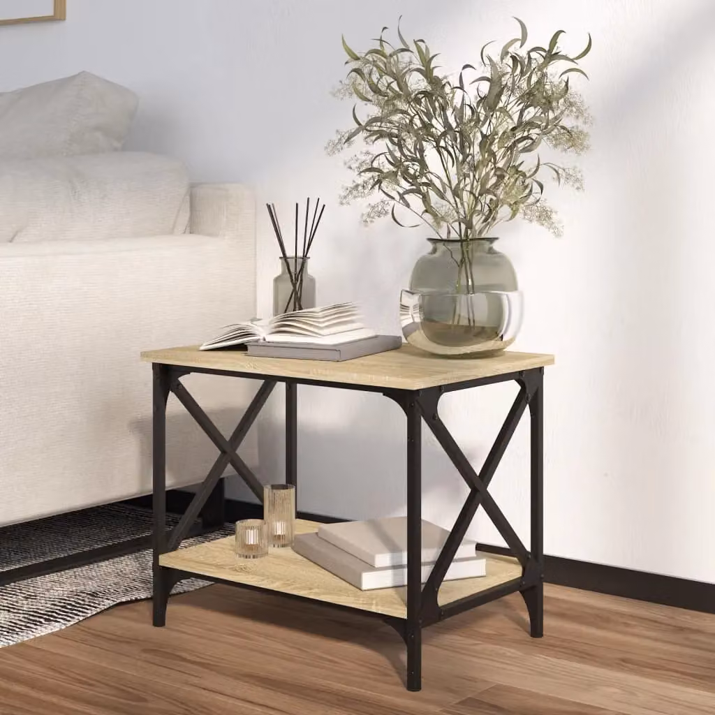 Berkfield Home Sonoma Oak Side Table in Brown, W: 55 cm, D: 38 cm, H: 45 cm – 3