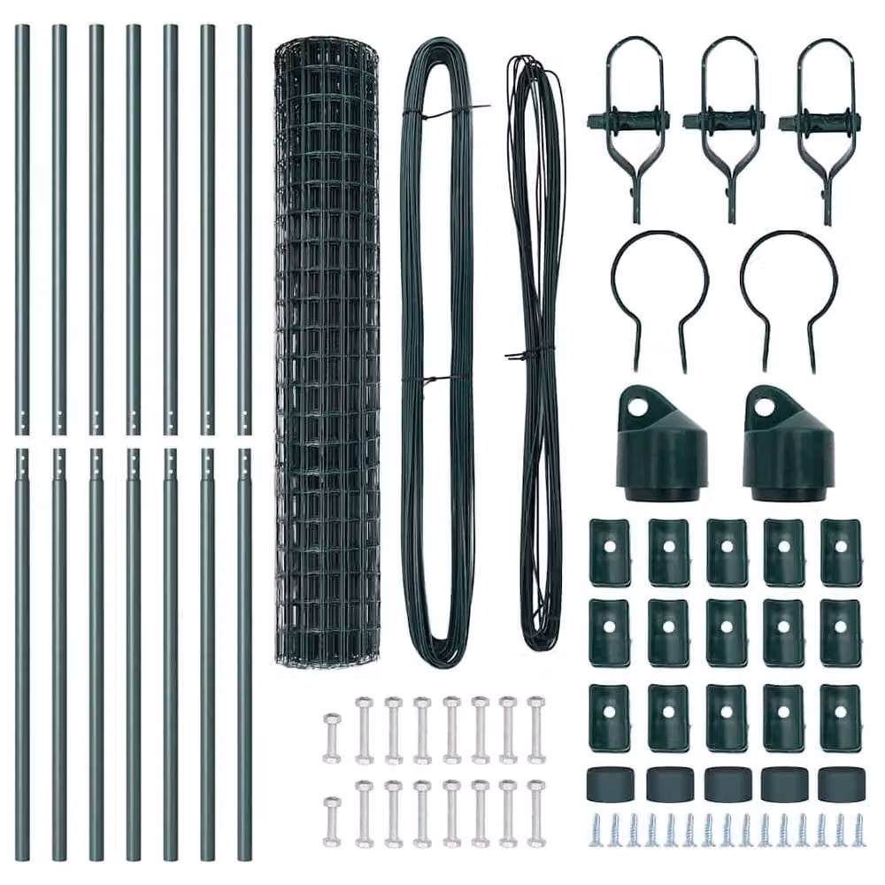 Berkfield Home Euro Fence with 7 Posts, Galvanised Steel, Green, W: 10 m, H: 1.5 m – 5