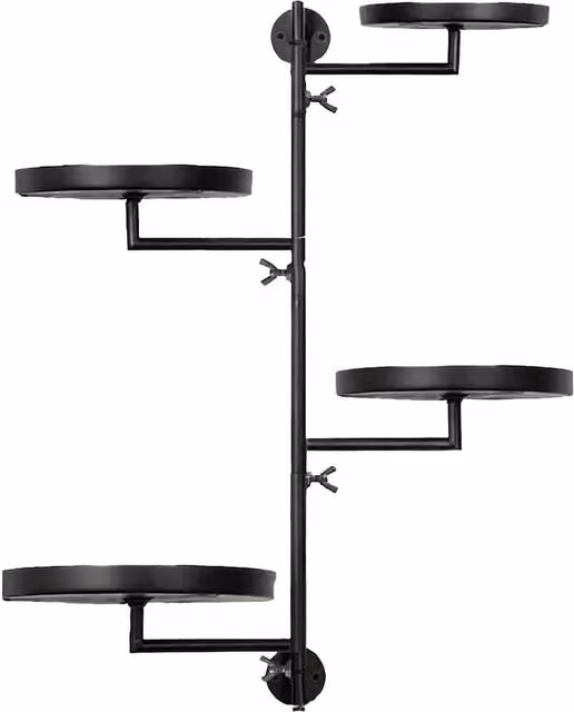 VOGREX 3-Tier Rotating Wall-Mounted Window Plant Shelf in Black Metal