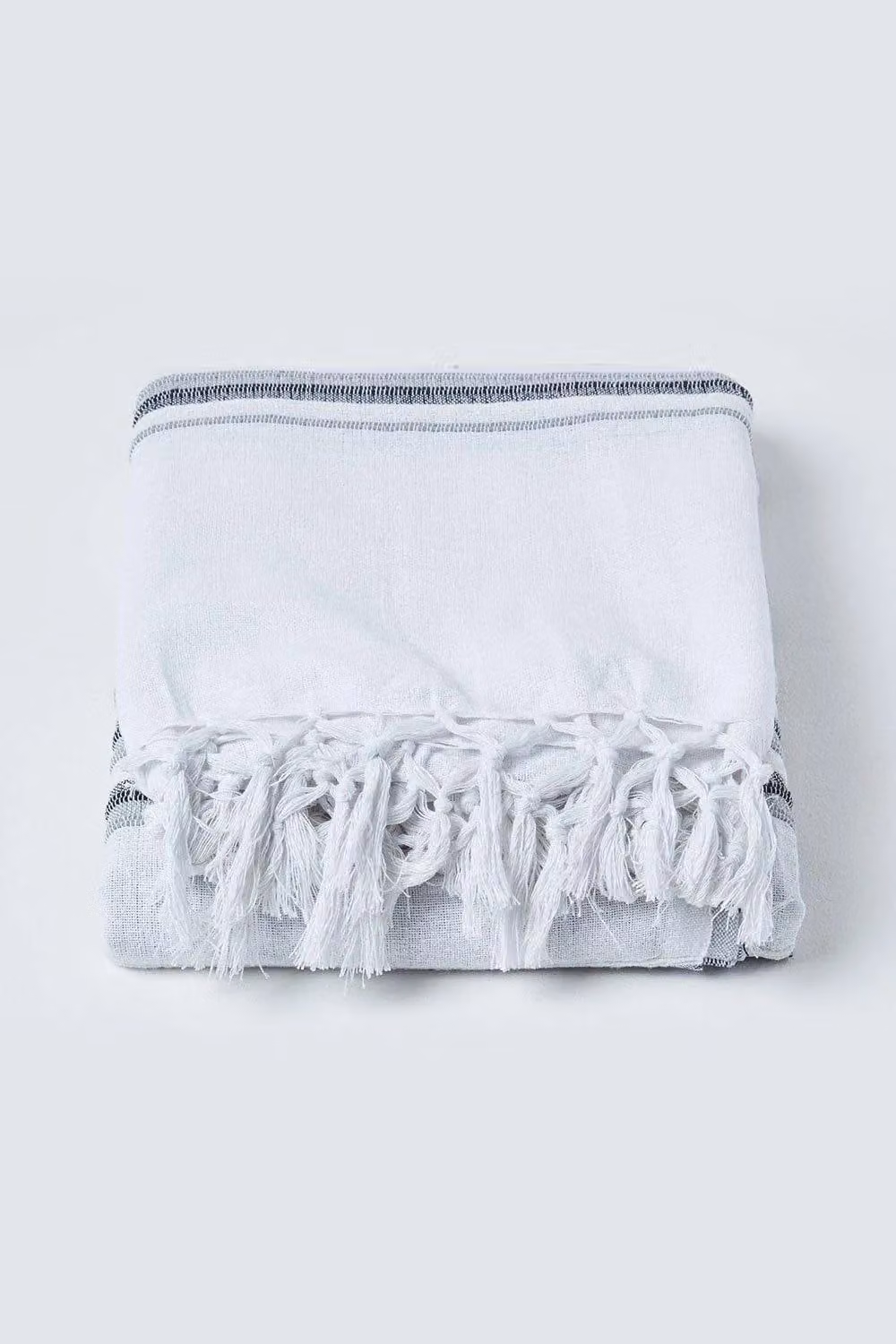Homescapes Cotton Morocco Striped Woven Throw in Grey, W: 255 cm, D: 360 cm – 1