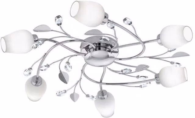 Eglo Pitale Floral ceiling light in chrome and grey with white glass