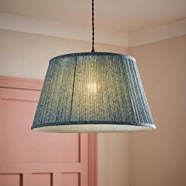 Alba Large Tapered Leaf Pleated Fabric Ceiling Lamp Shade in Blue