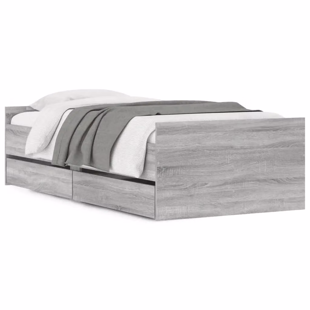 Berkfield Home Bed Frame with Drawers in Grey Sonoma, W/D/H: 90 x 200 cm – 2