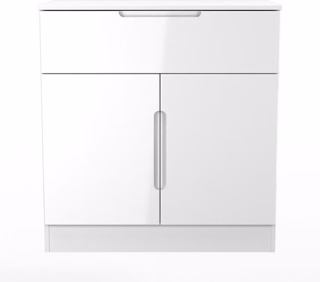 2 U Lucca Ready Assembled Modern Glossy White 1 Drawer 2 Door Sideboard