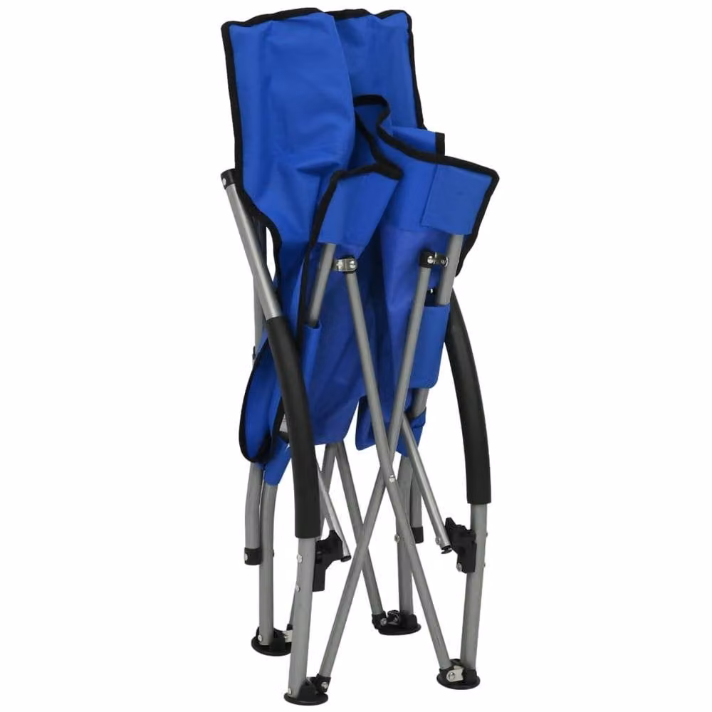Berkfield Home Set of 2 Blue Fabric Folding Beach and Garden Chairs with Armrests – 5