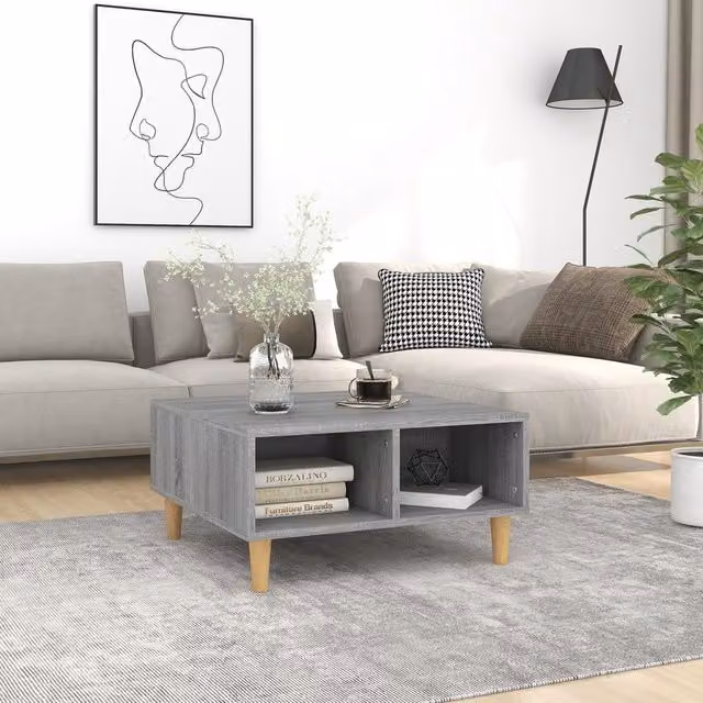 Berkfield Home Grey Sonoma Square Coffee Table, W/D/H: 60 x 60 x 30 cm
